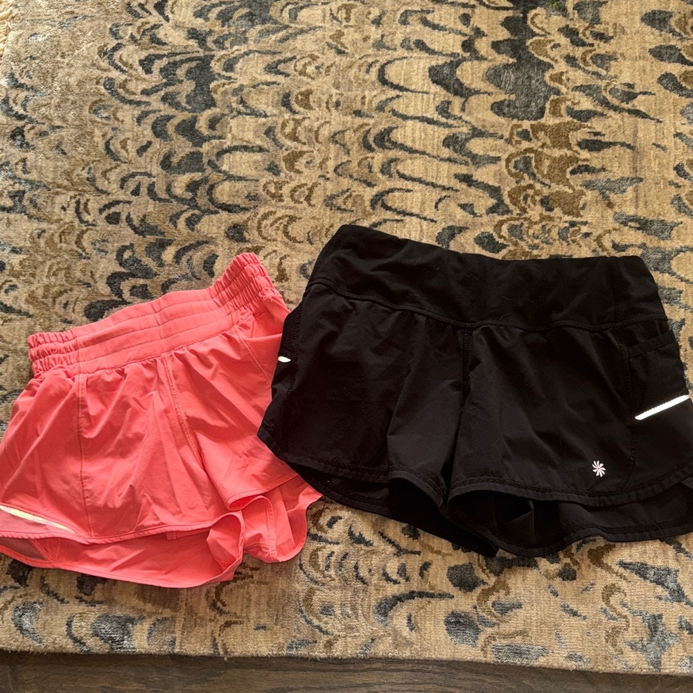 SET of 2 Lululemon and Athleta Athletic Running Shorts - Black and Coral Pink